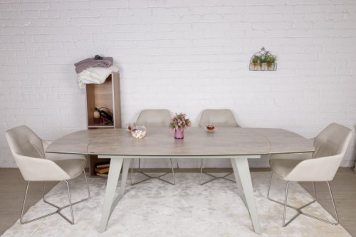 ​Стол обеденный Nicolas CALGARY (160 + 35 + 35) * 90 * 77 Керамика бежевый